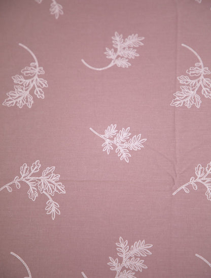 Rose Pink Leaf Print 100% Cotton King Bedsheet With Pillow Covers