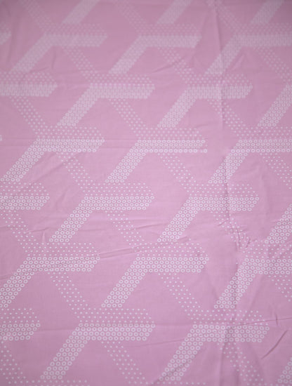 Candy Pink Geometrical 100% Cotton King Bedsheet With Pillow Covers