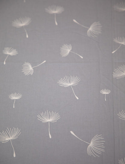 Grey Wish Leaf Print 100% Cotton King Bedsheet With Pillow Covers
