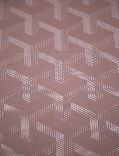 Rose Pink Geometrical 100% Cotton King Bedsheet With Pillow Covers