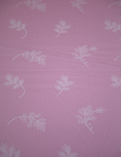 Candy Pink Leaf Print 100% Cotton King Bedsheet With Covers