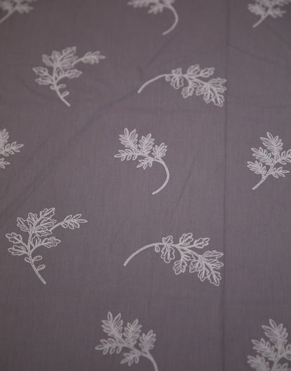 Grey Leaf Print 100% Cotton King Bedsheet With Pillow Covers