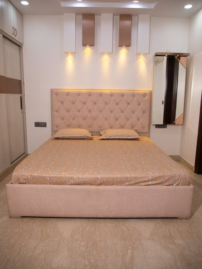 Tan Leaf 100% Cotton King Bedsheet With Pillow Covers