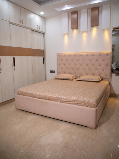 Tan Leaf 100% Cotton King Bedsheet With Pillow Covers