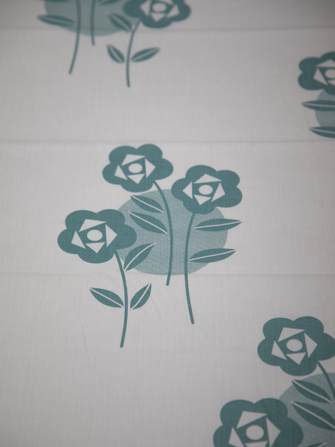 Blue Floral White Base 100% Cotton King Bedsheet With Pillow Covers