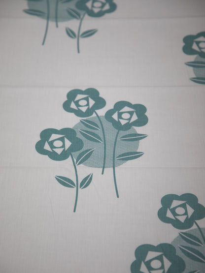 Blue Floral White Base 100% Cotton King Bedsheet With Pillow Covers