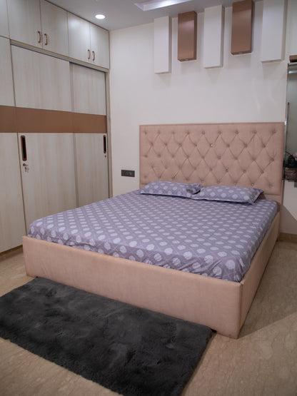 Purple Base Motif Print 100% Cotton King Bedsheet With Pillow Covers