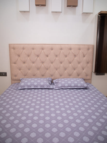 Purple Base Motif Print 100% Cotton King Bedsheet With Pillow Covers