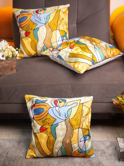 Kashmiri Hand Embroidered Multi Cotton Cushion Cover