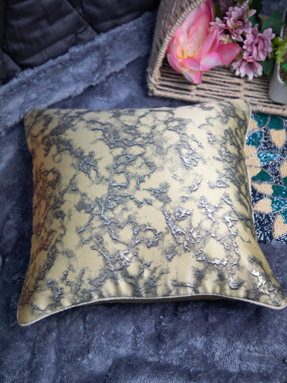 Off White Foil Printed Square Cushion Cover