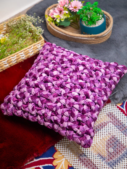 Lavender Handmade Work Square Cushion Cover