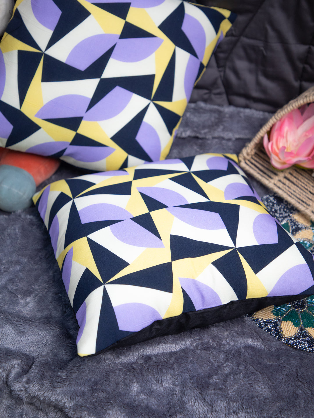 Multi Color Cotton Square Cushion Cover Set Off 2