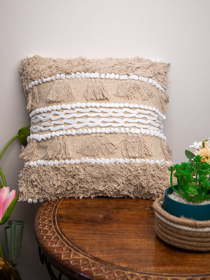 Beige Handloom &nbsp;Square Cushion Cover