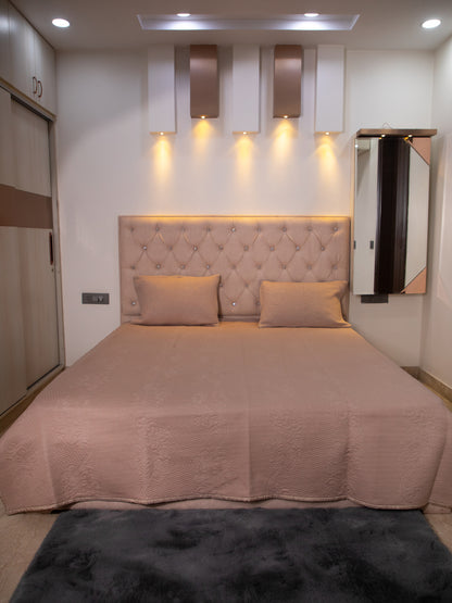 Bronze Textured Cotton Double Bedcover With 2 Pillow Covers