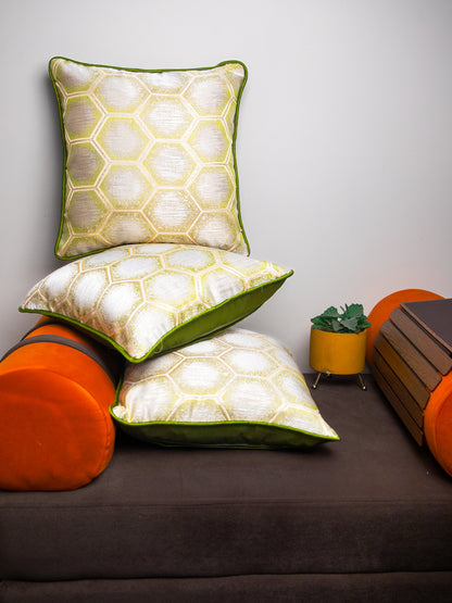 Neon Green Set Of 5 Printed Square Cushion Covers