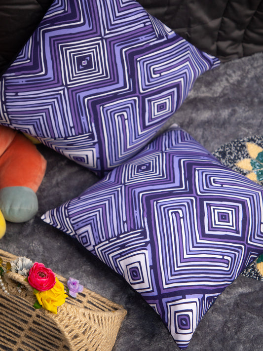 Purple Cotton Square Cushion Cover Set Off 2