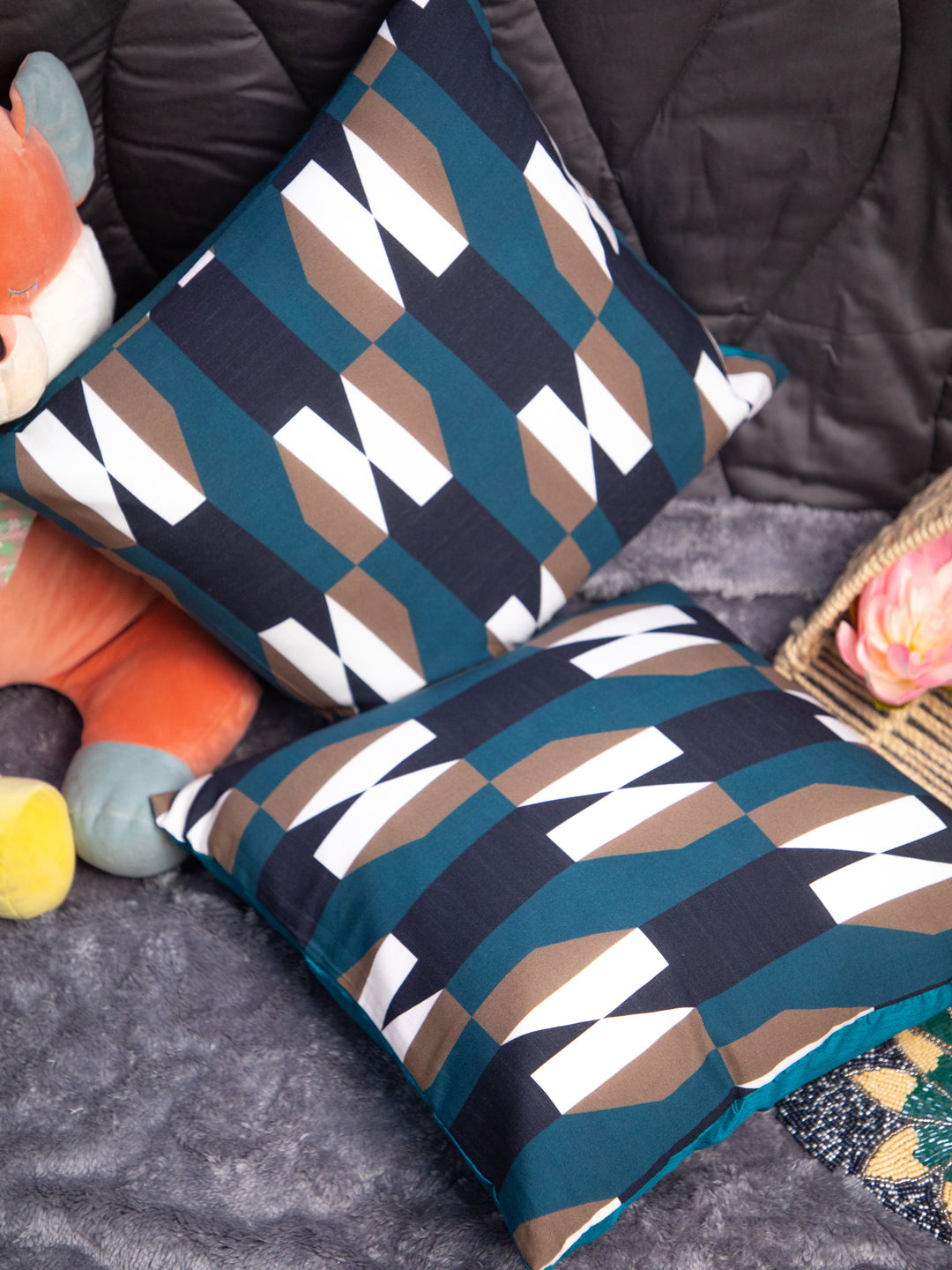 Multi Color Cotton Square Cushion Cover Set Off 2