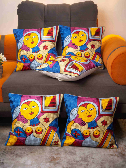 Kashmiri Hand Embroidered Multi Cotton Cushion Cover