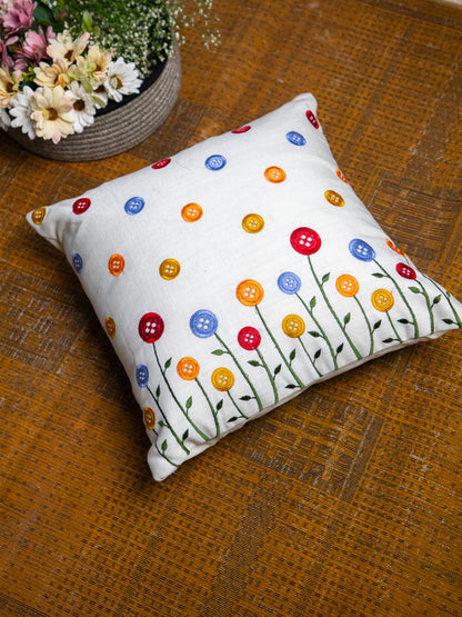 Multi Color Embroidery Flower Printed Square Cushion Cover