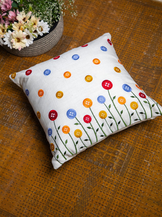 Multi Color Embroidery Flower Printed Square Cushion Cover