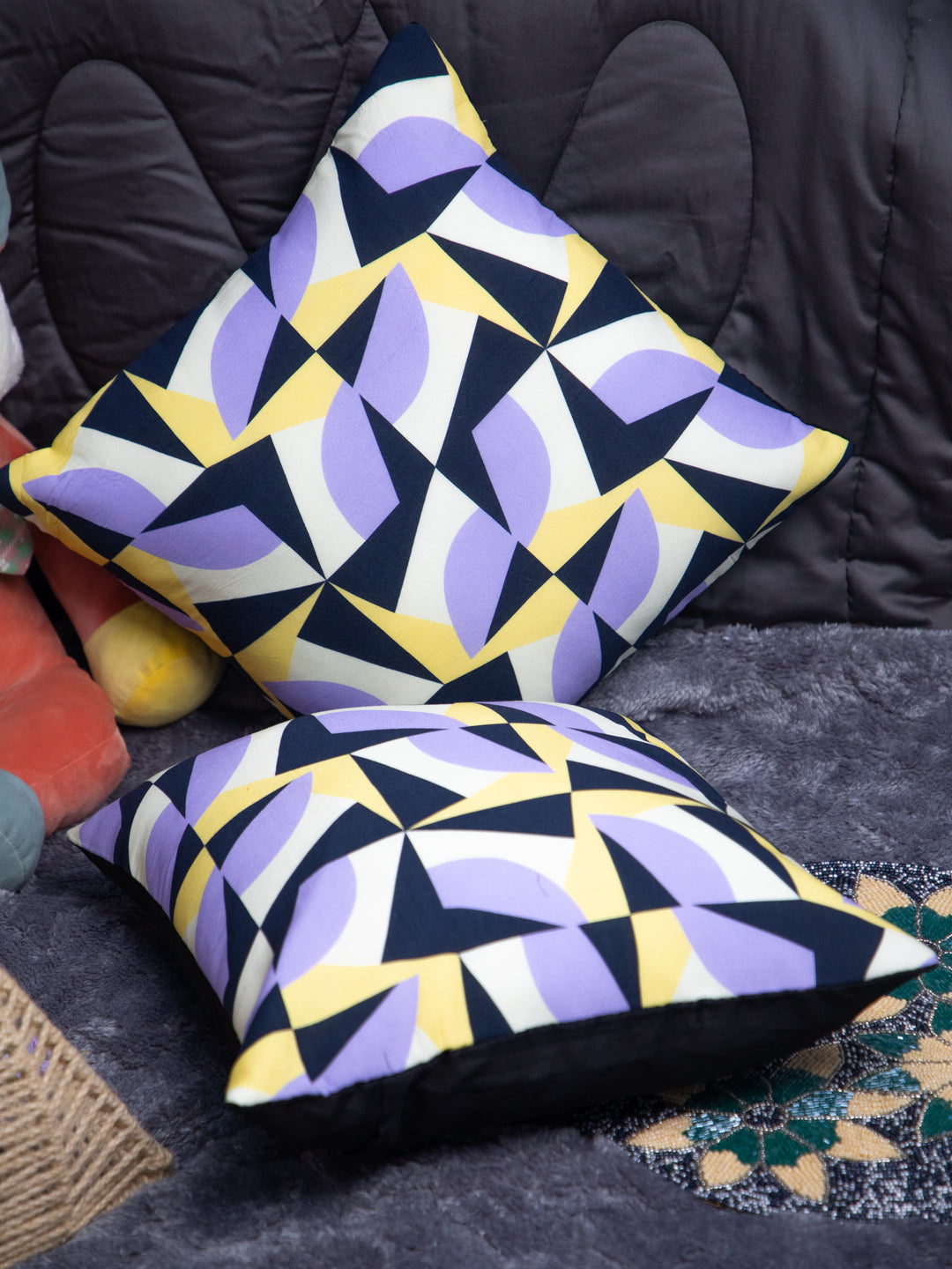 Multi Color Cotton Square Cushion Cover Set Off 2