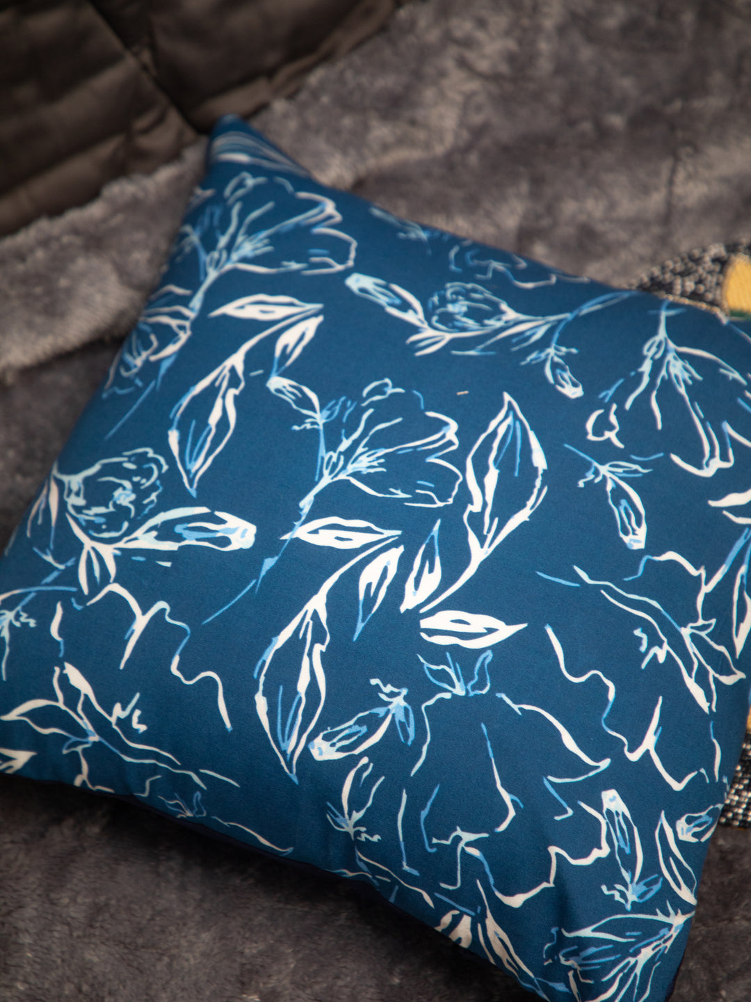 Turquoise Cotton Square Cushion Cover Set Off 2