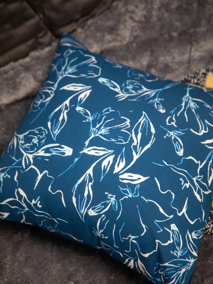 Turquoise Cotton Square Cushion Cover Set Off 2