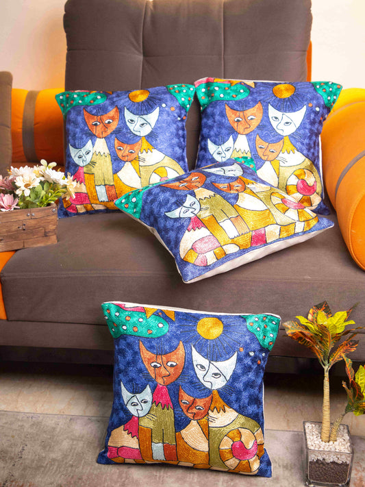 Kashmiri Hand Embroidered Multi Cotton Cushion Cover