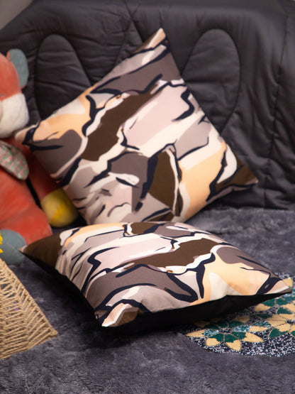 Tan Color Cotton Square Cushion Cover Set Off 2