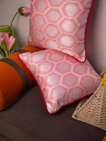 Light Pink Set Of 5 Printed Square Cushion Covers