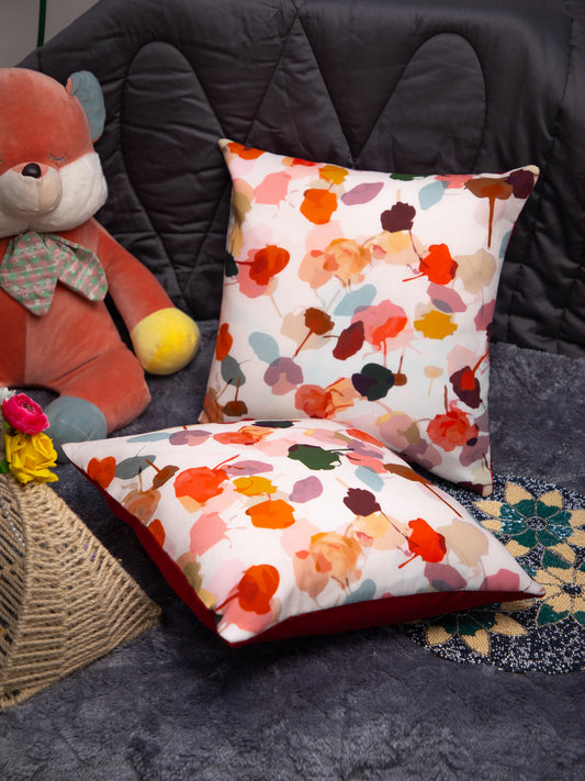 Set Off 2 Multicolor Cotton Flower Square Cushion Cover