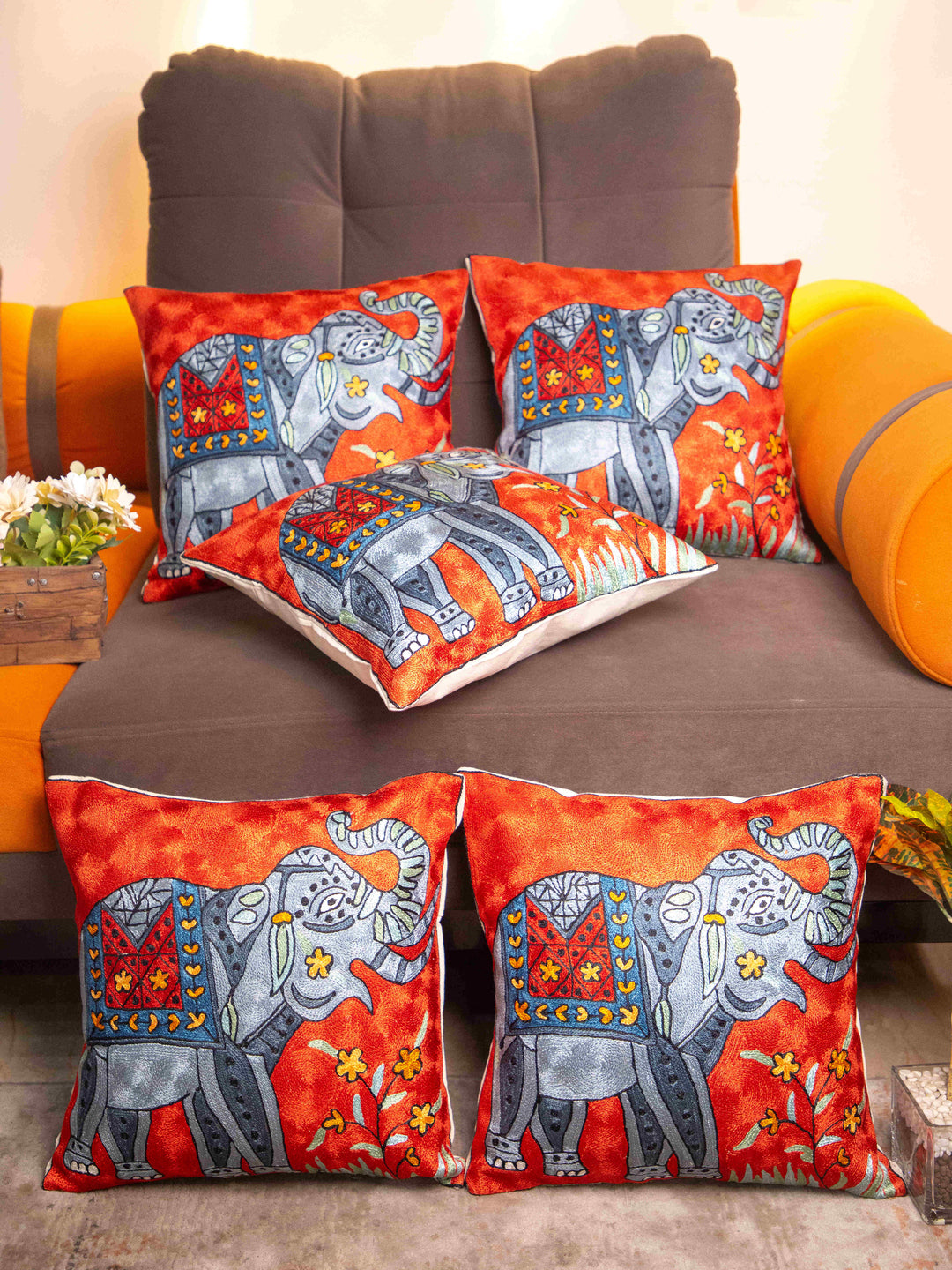 Kashmiri Hand Embroidered Multi Cotton Cushion Cover