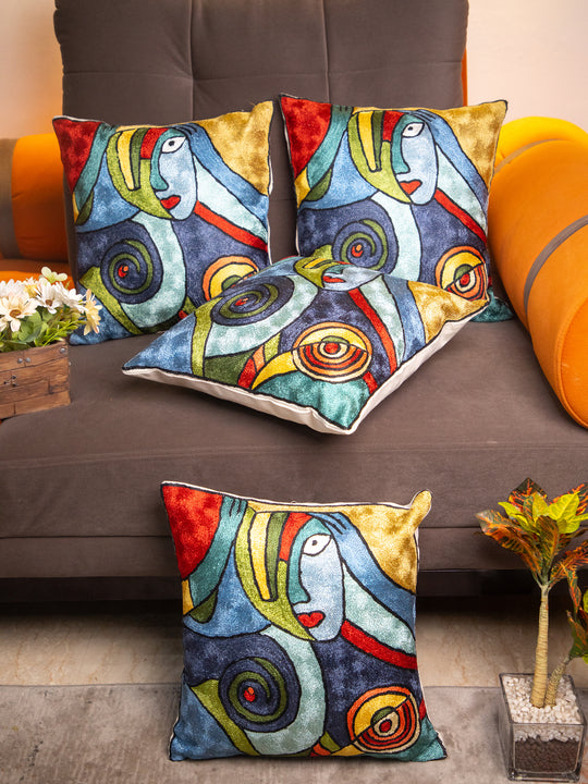 Kashmiri Hand Embroidered Multi Cotton Cushion Cover