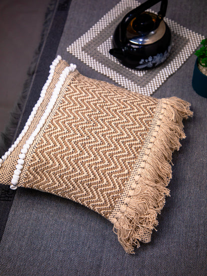 Beige Handloom &nbsp;Square Cushion Cover