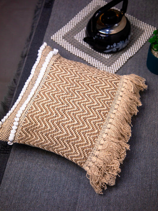 Beige Handloom &nbsp;Square Cushion Cover