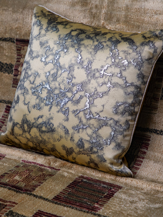 Beige Textured Set Of 5 Foil Printed Square Cushion Covers