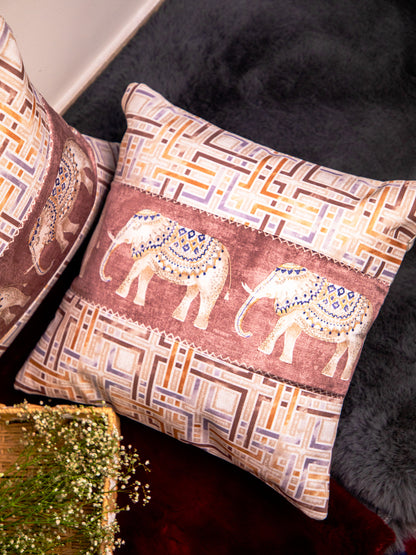 Velvet Multicolor &nbsp;Foil Printed Square Cushion Cover