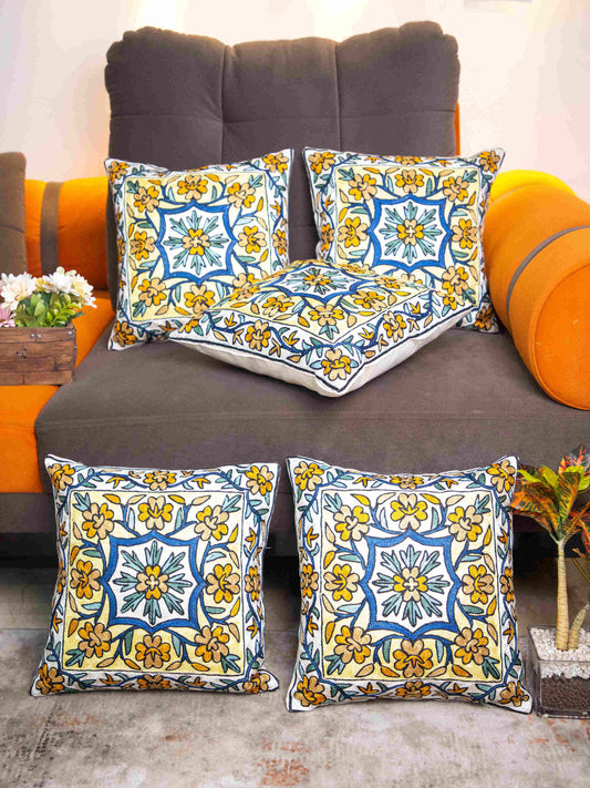 Kashmiri Hand Embroidered Multi Cotton Cushion Cover