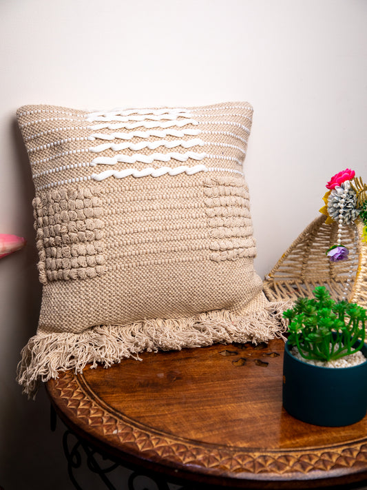 Beige Handloom &nbsp;Square Cushion Cover