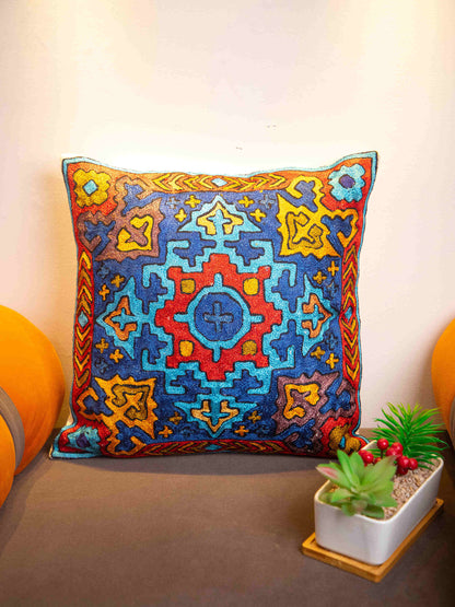 Kashmiri Hand Embroidered Multi Cotton Cushion Cover