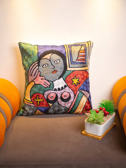 Kashmiri Hand Embroidered Multi Cotton Cushion Cover