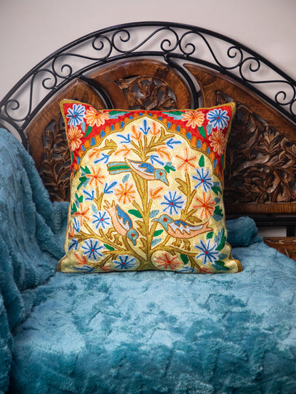 Kashmiri Hand Embroidered Multi Cotton Cushion Cover