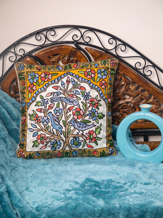 Kashmiri Hand Embroidered Multi Cotton Cushion Cover