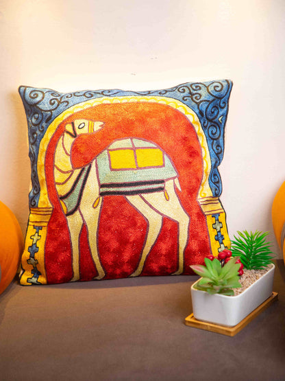 Kashmiri Hand Embroidered Multi Cotton Cushion Cover