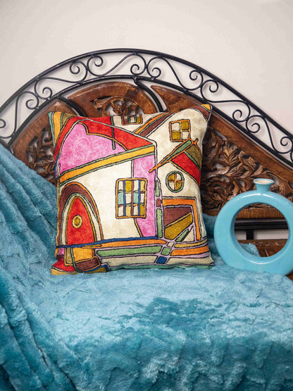 Kashmiri Hand Embroidered Multi Cotton Cushion Cover