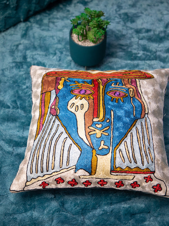 Kashmiri Hand Embroidered Multi Cotton Cushion Cover