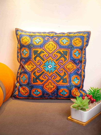 Kashmiri Hand Embroidered Multi Cotton Cushion Cover