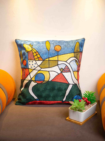 Kashmiri Hand Embroidered Multi Cotton Cushion Cover