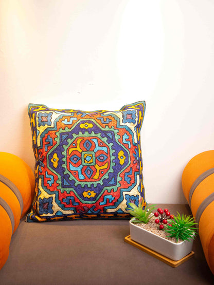 Kashmiri Hand Embroidered Multi Cotton Cushion Cover
