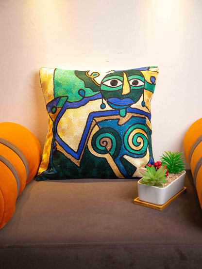 Kashmiri Hand Embroidered Multi Cotton Cushion Cover